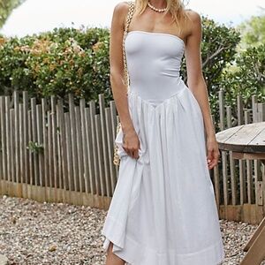 Free People Onda Drop Waist Midi in White